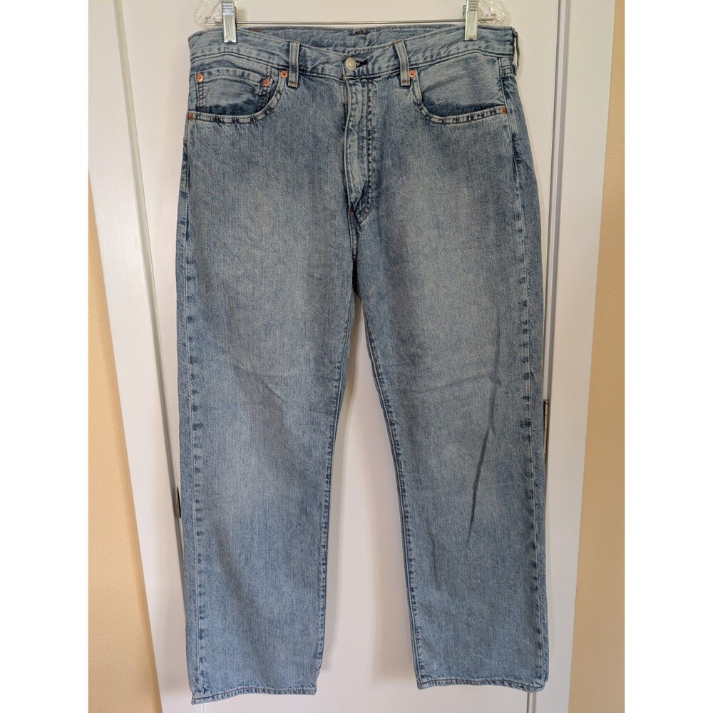 NWOT Levi's 555 Men's Jeans 34x30 Linen Blend Straight Leg Blue Medium Wash